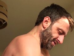 Face fucked milf BDSM sex slave swallows his warm cock juice