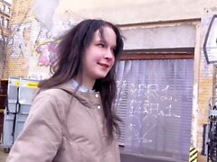 german scout - tiny shy girl pickup and rough fuck on street