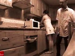 fucking in the kitchen and she swallows it uploaded