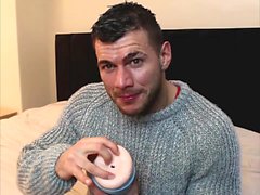 moist asshole fleshlight plunged by muscle hunk