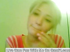 Yummy Blonde Teen Slut Fondling Tits On Cam