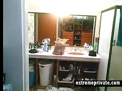 My Bathroom spycam caught sexy milf Julia