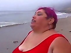 Super fat beach patrol babe greasy pussy pumping fun