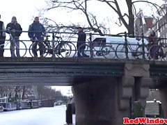 Dutch hooker sucks guys cock before riding