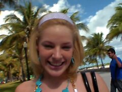 Skinny student teen pick up at the beach in holiday