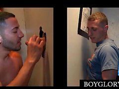 Hot dude hoping for gloryhole BJ gets gay sucked