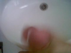 cumshot wank on the sink