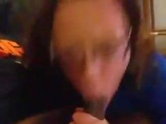 Sexy white chick with glasses sucking black dick