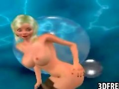 Hot 3D big tit blonde i smasturbating during the news