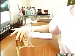Asian nurse handjob and cumshot action