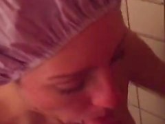 Woman carrying her shower-cap drawing on penis