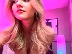 Blonde tight pussy babe solo toy fun in glamour masturbation