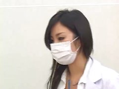 beautiful japanese doctor takes off surgical mask to suck censored