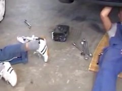 Vintage Group sex in a french garage
