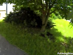 Fucking Glasses - Casual cock riding outdoors