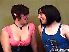 Hairy lesbians fuck toys