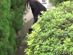 Pissing asian teen spied
