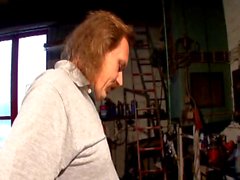 German Mature Slut hard fuck with a mechanic in his garage