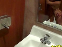 Private holiday sextape with a public bathroom blowjob