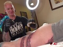 Dirty Busty Brunette Misha Montana Gets a New Leg Tattoo