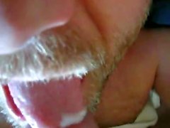 Cumming on my buddy's tongue close-up