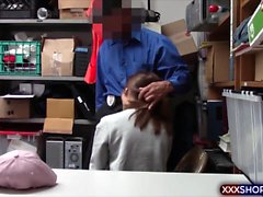 Teenie shoplifter fucking with security for her release