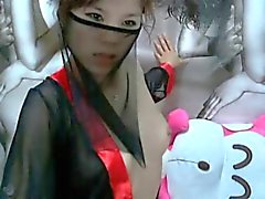 Skinny Chinese Teasing And Playing With Dildos Anal