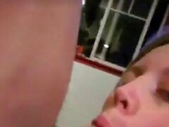 White girl sucks dick like a pro and swallows the load