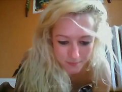 Blonde teen evelyn strips and plays pussy in solo