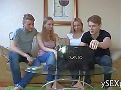 Euro teen starts a hardcore party with her kinky friends