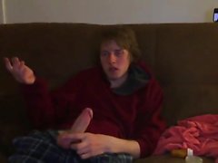 Stoned wanks his dick that is hot