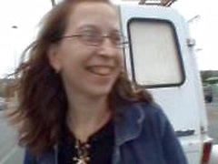 This ugly slut is gangbanged into a van