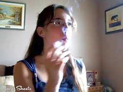Girl smoking Virginia Slims while mom is at work