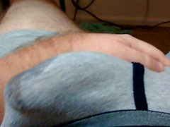 Fapping through underwear, nice cumshot