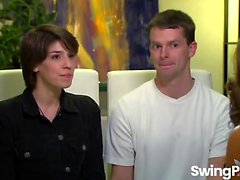 Hot couples fucks hard on the swinger party