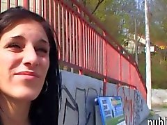 Brunette honey needs to fuck hard outdoors