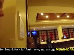 Public cumwalk through hotel lobby !