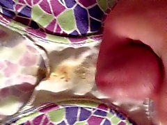 Cumming on wife's dirty panty crotch