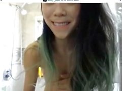 Weird Looking Asian Whore in SHower