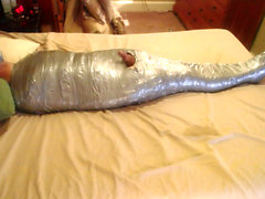 Mummified, mummification, mummified bondage handjob