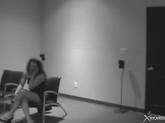 All alone and masturbating on security camera