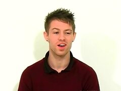 Young UK teen Rob K jerks his thick cock after interview