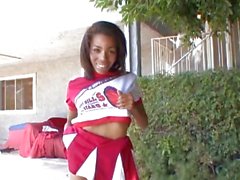 See this ebony cheerleader get her face jizzed