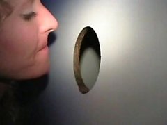 Warm spouse has gloryhole blowjob and cum fetish