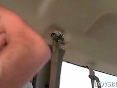 Straight dude gets dick gay sucked on the sex bus back seat