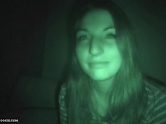 Spanish teen Jimena Lago sucks and fucks in night vision