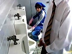 Asian beauty is cleaning the mens room part4