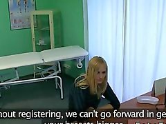 Small tits blonde banged by her doctor