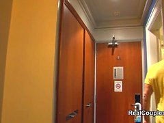 Fun real couple are filmed at the hotel