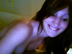 Sexy brunette teen masturbates on webcam